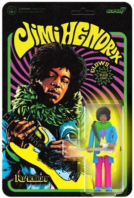 Buy Jimi Hendrix Reaction Figures -  Blacklight Are You Experienced  Super 7 • 19.95£