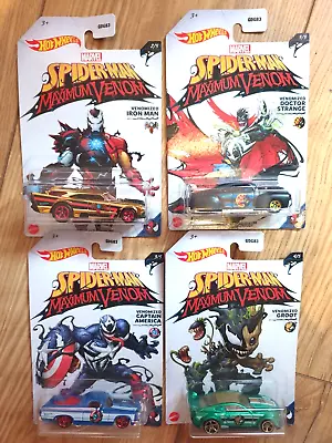 Buy Official Mattel Hot Wheels Spiderman Maximum Venom 4 Character Cars NEW • 15.99£