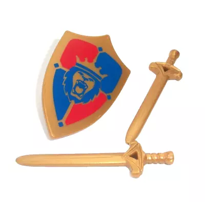 Buy Playmobil   Castle Knight - Lion Shield & Gold Knights Swords X 2   -   NEW • 2.70£