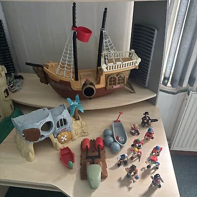 Buy Vintage 1994 Fisher Price Pirate Ship, Pirate Island, Boat, Shark And Minifigure • 30£