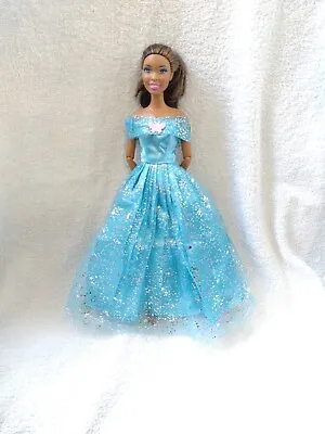 Buy Barbie Dolls Dress Glitter Light Blue Butterfly Fairies Princess Ball Gown K16 • 9.28£