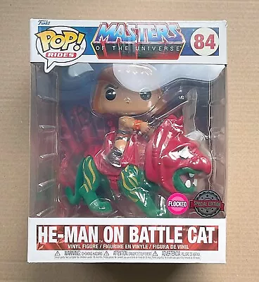 Buy Funko Pop Rides Masters Of Universe He-Man On Battle Cat Flocked #84 + Protector • 39.99£