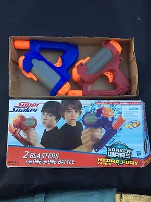 Buy SUPER Rare Hasbro NERF Super Soaker HYDRO FURY Water Toys Guns Pistols Pair Set • 18£