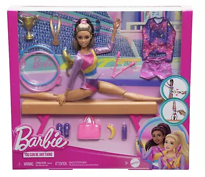 Buy Barbie Gymnastics Playset With Blonde Fashion Doll Balance Beam Toy New With Box • 46.10£