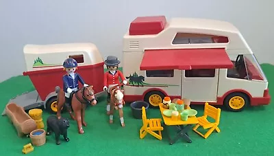 Buy Rare Playmobil Set 4074 Campervan & Horsebox Released 2005 - Showjumping/Riding • 18£