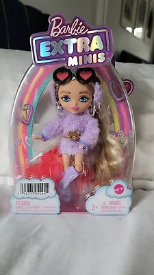 Buy Barbie Extra Minis Doll 5.5in # 4 Wearing Fluffy Purple Fashion With Doll Stand • 4.99£