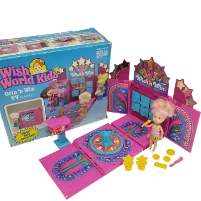 Buy Vintage 1988 Kenner Wish World Kids Grin N Win Tv Television Playset W Doll • 56.68£