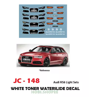 Buy JC-9148 White Toner Waterslide Decals AUDI RS6 LIGHT For Custom 1:64 Hot Wheel • 3.88£