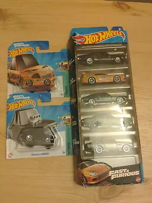 Buy Hot Wheels Fast And Furious 5 Pack Set And Supra And Charger Tooned 1:64 • 25£