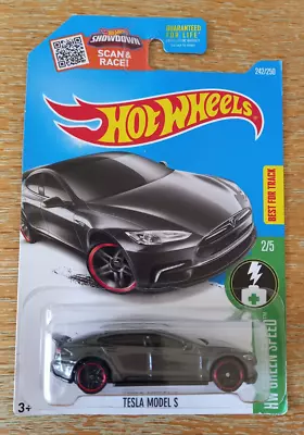 Buy Hot Wheels 2015 Tesla Model S (HW Green Speed) Dark Gray 242/250 Sealed Long Box • 9.95£