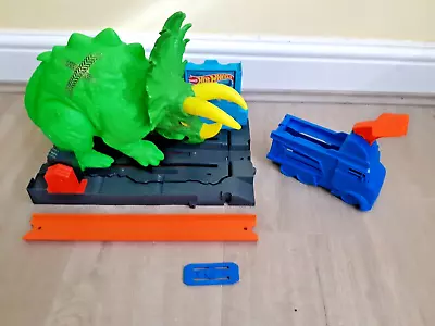 Buy Hot Wheels City Smashin' Triceratops With Track & Launcher - Working Order • 10£