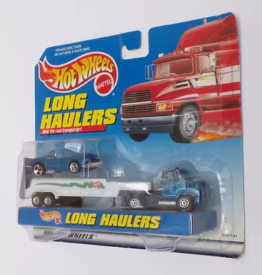 Buy Hotwheels Long Haulers 17cm Long 65867-91 - Truck Transporter With Car - Blue • 29.99£