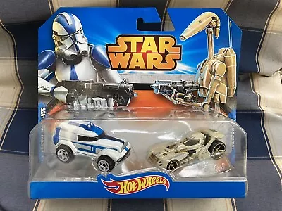 Buy Hot Wheels Cars Star Wars - 501st Clone Trooper & Battle Droid Twin Pack • 10£