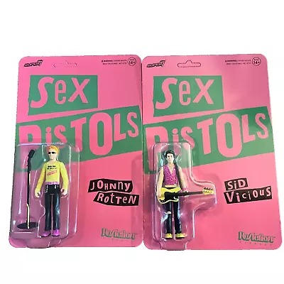 Buy Sex Pistols Johnny Rotten + Sid Vicious Super 7 Figures Set WAVE 2 • 38.82£