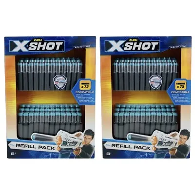Buy 2x ZURU X Shot Refill Pack 75 (150 Total) Darts Nerf Compatible Brand New • 18.39£