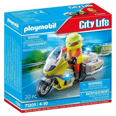 Buy Playmobil 71205 City Life Emergency Medical Motorbike With Flashing Lights New  • 19.99£