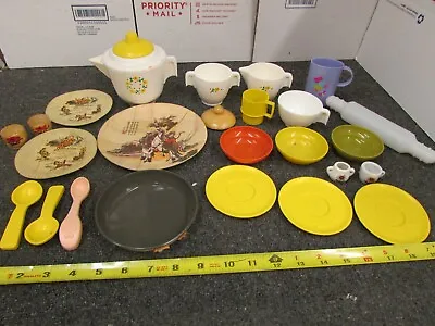 Buy Lot Of Vintage 80s Children's Kitchen Playhouse Plates Tea Pot Fisher Price, Etc • 13.03£