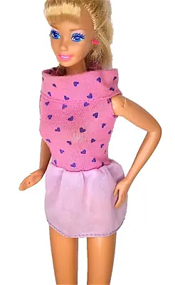 Buy 1989 BARBIE BEST BUY Mattel - Pink Hearts Purple Mini Dress Dress B1186 • 6.18£