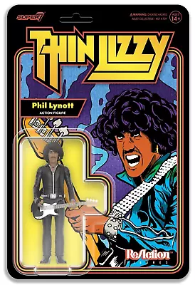Buy Thin Lizzy Reaction Figures - Phil Lynott (Black Leather)  Super 7 • 21.75£
