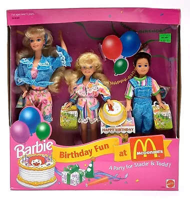 Buy 1993 NrfB Birthday Fun At McDonald's Gift Set: Barbie, Todd, Stacie / Mattel 11589 • 133.51£