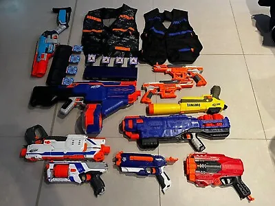 Buy Nerf Gun Bundle With Jackets And Targets - 10 Guns, 2 Jackets, 2 Targets • 5£