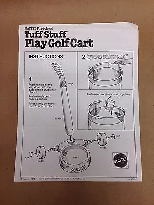 Buy Vintage Mattel Tuff Stuff Play Golf Cart Original Instructions • 6.62£