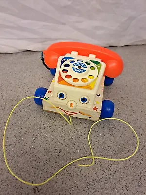 Buy Fisher-Price Chatter Telephone Pull-Along Toy 1961 Vintage Nursery Toy Wood Base • 9.99£