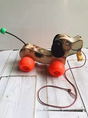 Buy Vintage Retro 1960s Fisher Price Wooden Little Snoopy Dog 693 Pull Along Toy Kid • 12£