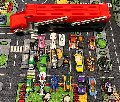 Buy Hot Wheels - Large Job Lot Bundle -Transporter + 20 Vehicles -Toy Car Collection • 16£