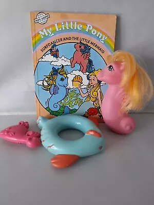 Buy G1 1984 My Little Pony BACKSTROKE Baby Sea Ponies Bundle Float, Book, Brush • 25£