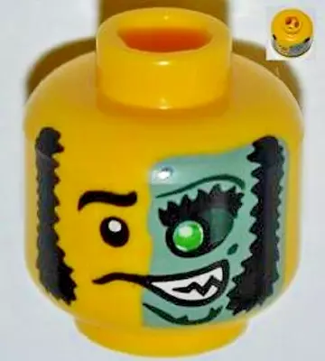 Buy LEGO Minifigure Head Half Good And Evil Green Eye Monster Zombie Villian Scary • 3.29£