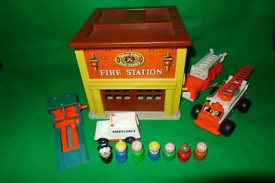 Buy Vintage Fisher Price Little People Firestation 928 Fire Engine Ambulance Play • 24.99£