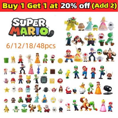 Buy 6/12/18/48Pcs Super Mario Mini Figure Toys Doll Action Figures UK Fast Shippin • 12.39£