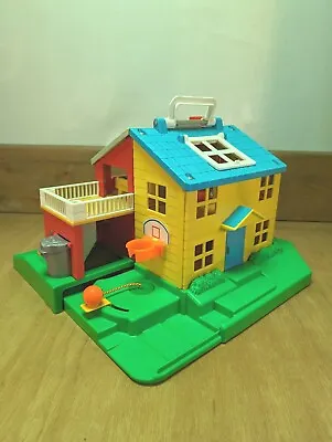 Buy Rare Vintage 1970's FISHER PRICE PLAY FAMILY HOUSE + Figures + Bed + Cot + Pram • 24.99£