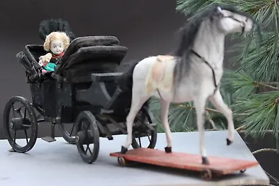 Buy Antique Horse & Carriage Team W Cart W Accessories And Porcelain Doll For Jumeau • 630.70£