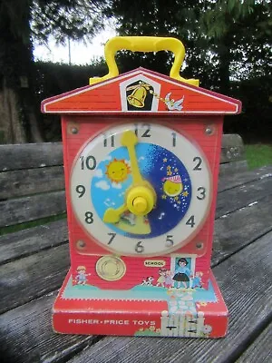 Buy Vintage Fisher Price Music Box Teaching Clock 1962-68  Working Play, Worn. • 9.95£