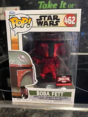 Buy Funko Pop Star Wars Mandalorian Boba Fett Red TargetCon Exclusive 462  Protector • 8.99£