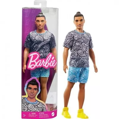 Buy Mattel - Barbie Ken Doll With Brown Hair Wearing Paisley Tee And Shorts / From  • 17.65£