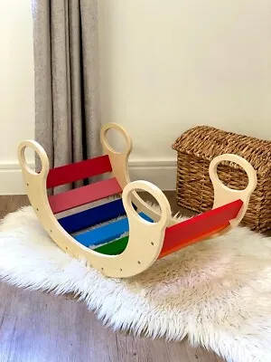 Buy Wooden Rainbow Rocking Toy Climbing Rocker Kid Toddler Montessori Climber  • 110£