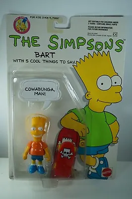 Buy Mattel The Simpsons Bart Action Figure With Skateboard MOC 1990 NEW ! • 99.95£
