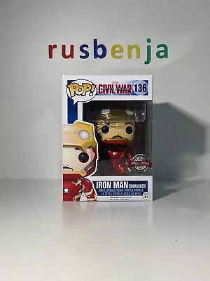 Buy Funko Pop! Marvel Captain America Civil War Iron Man Unmasked #136 • 10.99£