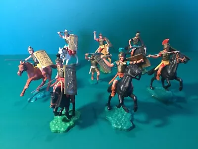 Buy 8 Rare Vintage 1960s-70s Timpo Plastic Roman Soldiers, 7 On Horses Paint Removed • 119.99£