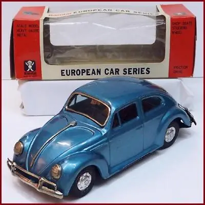 Buy Old Bandai Volkswagen Beetle Blue Tin Toy Car With Box • 300.29£