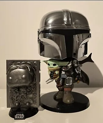 Buy Funko POP Star Wars The Mandalorian With The Child + Han Solo Carbonite • 25£
