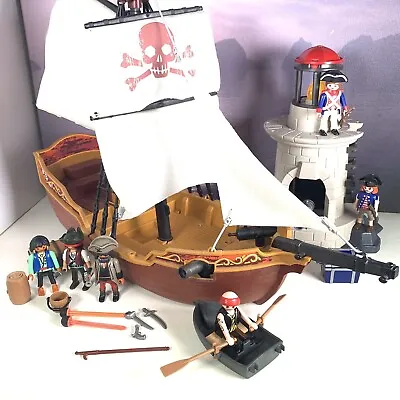 Buy Playmobil Pirate Ship Lookout Tower Pirates Weapons Row Boat See Description • 19.99£