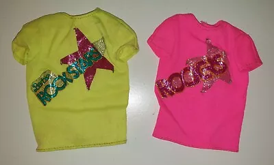 Buy Barbie & THEe Rockers 2 Yellow And Hot Pink T-shirts - Year 1985 • 10.28£