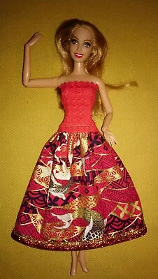 Buy Barbie Dolls Glitter Dress Asia Koi Japan Fish Princess Evening Red Gold K20 • 5.11£