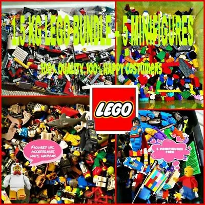 Buy LEGO 1kg + 100g FREE Bundle Mixed Bricks, Part And Pieces + 4 Minifigures Joblot • 19.99£
