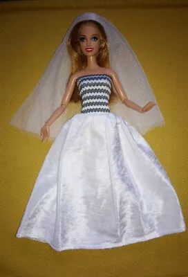 Buy Barbie Dolls Dress Wedding Dress Princess Wedding Dress Wedding Dress K26 Velvet White • 6.06£