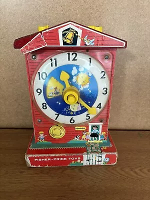 Buy Vintage 1962-1968 Fisher Price Music Box Teaching Clock 998 Wind Up Schoolhouse • 0.99£